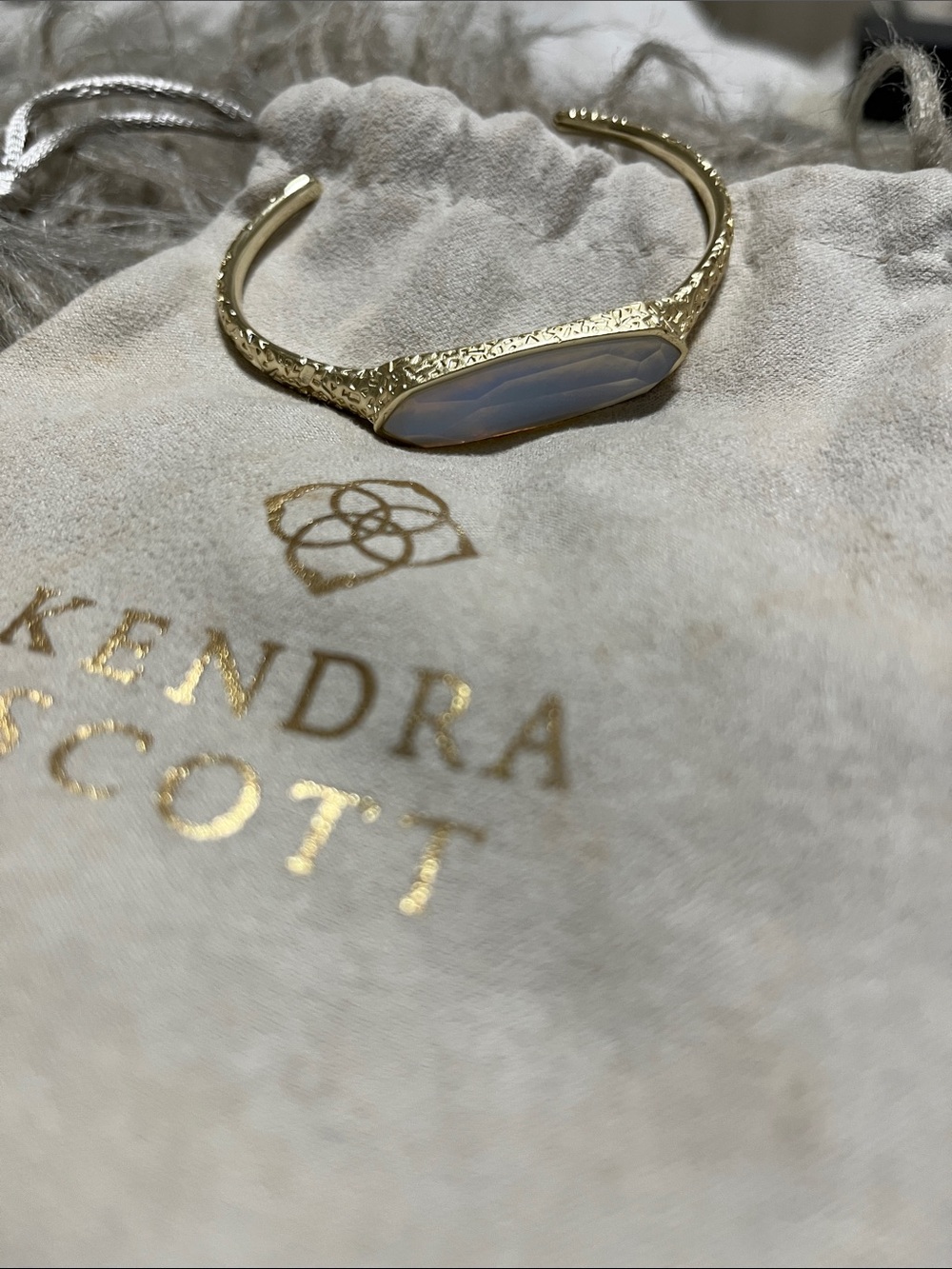 Kendra Scott Gold Open Cuff with Opalescent Stone